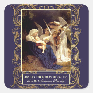 Elegante religiöse Jungfrau Maria Engel Musik Quadratischer Aufkleber