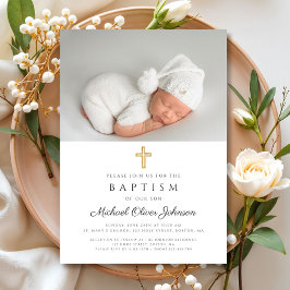 Elegante religiöse Kreuztaufe des Fotos Einladung