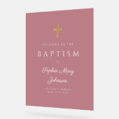 Elegante religiöse Pink Girl Taufe Willkommen Acrylschild (Winkel)
