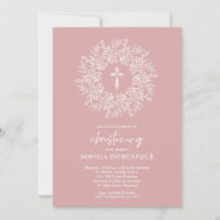 Elegante religiöse rosa Kreuz Mädchen Taufkleid