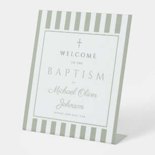 Elegante religiöse Salbeigrüne Taufe Sockelschild