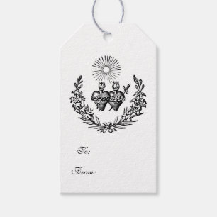 Elegante religiöse Schwarz-weiße Herzen Jesus Mary Geschenkanhänger
