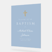 Elegante Religious Blue Baby Boy Baptisse Willkomm Acrylschild (Winkel)