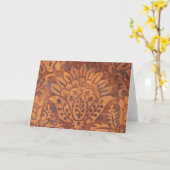 Elegante Renaissance Antique Leather Damask Karte (Gelbe Blume)