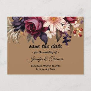 Elegante Renaissance Floral Save the Date Postkart Feiertagspostkarte