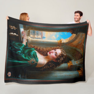 Elegante Renaissance-Frau im grünen Kleid Fleecedecke
