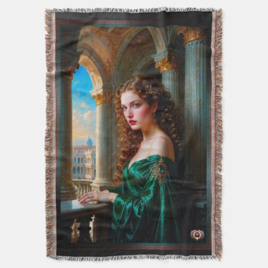 Elegante Renaissance-Frau in grünem Kleid Decke (Vorderseite Vertikal)
