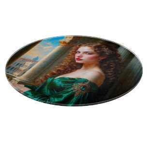 Elegante Renaissance-Frau in grünem Kleid Schneidebrett