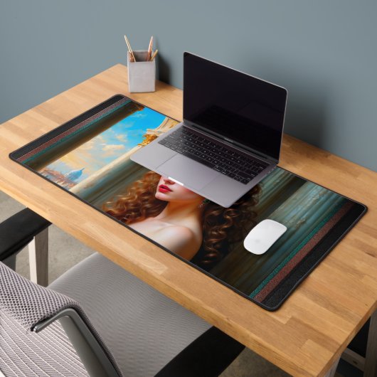 Elegante Renaissance-Frau in grünem Kleid Schreibtischunterlage (Büro 2)