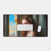 Elegante Renaissance-Frau in grünem Kleid Schreibtischunterlage (Tastatur & Maus)