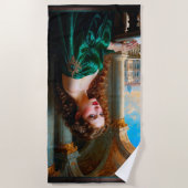 Elegante Renaissance-Frau in grünem Kleid Strandtuch (Vorderseite)