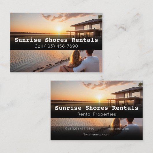 Elegante Rental Property Business Card Perfekt Visitenkarte (Vorne/Hinten)