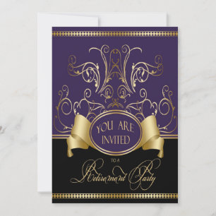 Elegante Rente Party Einladung Lila Gold Bl