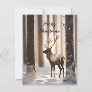Elegante Rentiere im Winterwald - Minimalistisch Feiertagskarte