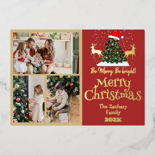 Elegante-Rentiere-Weihnachts-Familienfoto-Collage Folien Feiertagskarte