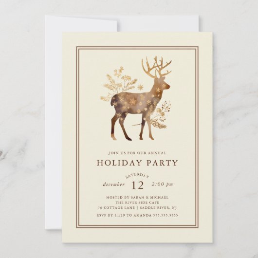 Elegante Rentierfeier Einladung (Vorderseite)