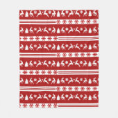 Elegante Rentiers Schneeflocken Mittelklasse Fleecedecke (Vorderseite)