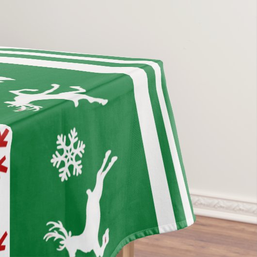Elegante Rentiers Schneeflocken Mittelklasse Tischdecke (Beispiel)