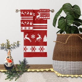 Elegante Rentiers Snowflakes Badhandtuch Set