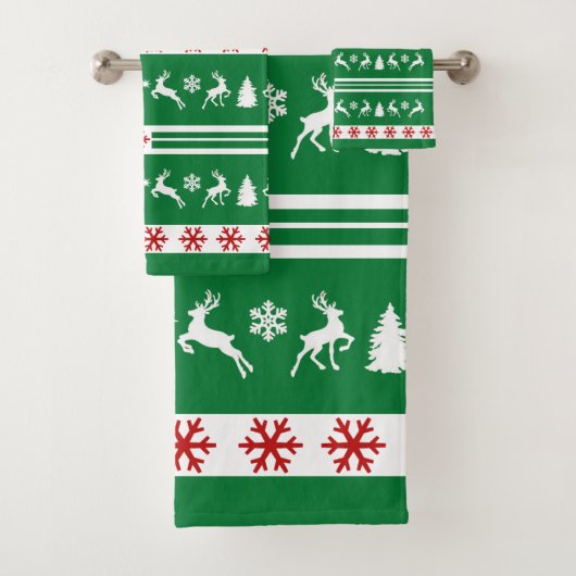 Elegante Rentiers Snowflakes Badhandtuch Set (Insitu)