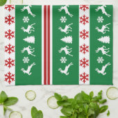 Elegante Rentiers Snowflakes Geschirrtuch (Gefaltet)