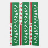 Elegante Rentiers Snowflakes Geschirrtuch (Vertikal)