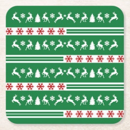 Elegante Rentiers Snowflakes Rechteckiger Pappuntersetzer