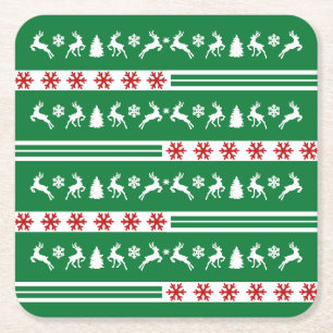 Elegante Rentiers Snowflakes Rechteckiger Pappuntersetzer