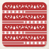 Elegante Rentiers Snowflakes Rechteckiger Pappuntersetzer (Vorderseite)