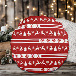 Elegante Rentiers Snowflakes Rundes Kissen