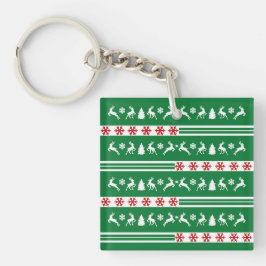 Elegante Rentiers Snowflakes Schlüsselanhänger