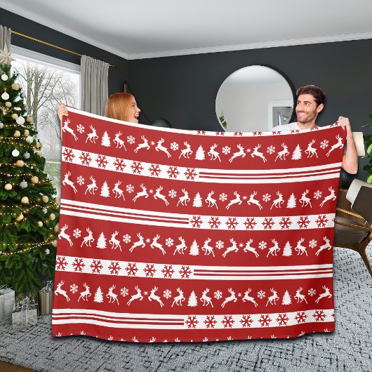 Elegante Rentiers Snowflakes - Schneeflocken Fleecedecke