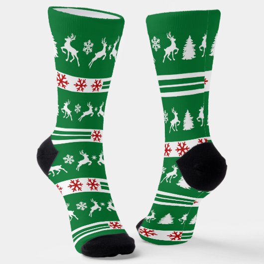 Elegante Rentiers Snowflakes Socken (Gewinkelt)