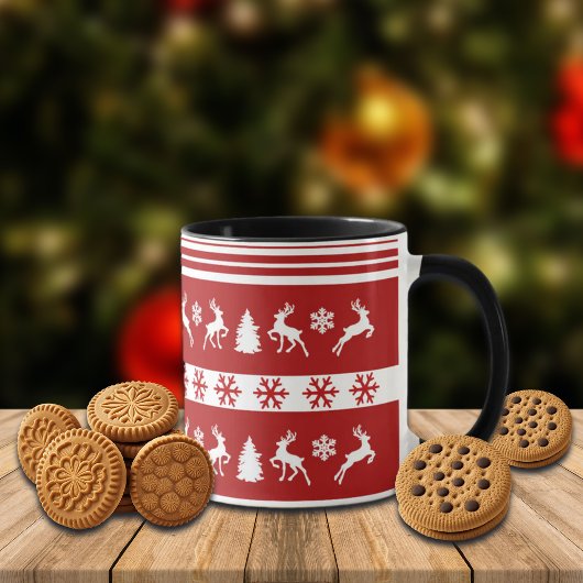 Elegante Rentiers Snowflakes Tasse