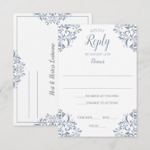 Elegante Reply Card - Nadine (Dusty Blue) Einladung
