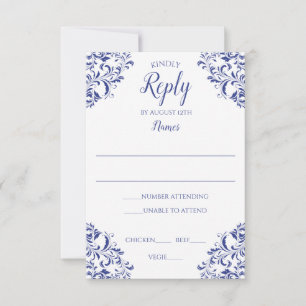 Elegante Reply Card - Nadine (Royal Blue) Einladung