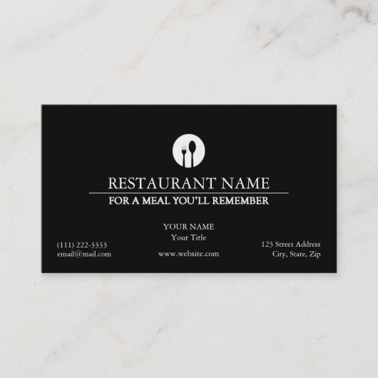 Elegante Restaurant Business Card Visitenkarte (Vorderseite)