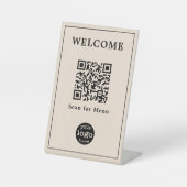 Elegante Restaurant Cafe Menü QR Code Company Logo Sockelschild (Vorderseite)