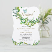 Elegante RETIREMENT Einladung Mann Grüne Frau (Stehend Vorderseite)