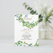Elegante RETIREMENT Einladungen Botanische Flora (Stehend Vorderseite)