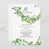Elegante RETIREMENT Einladungen Botanische Flora (Vorne/Hinten)