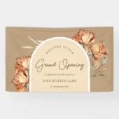 Elegante Retro Arch Blume Business Grand Opening Banner (Horizontal)