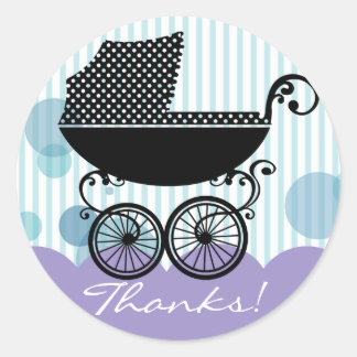 Elegante Retro Baby Carriage - Baby Shower Sticker