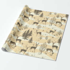 Elegante Retro Beige Cream Woodland Deer Geschenkpapier