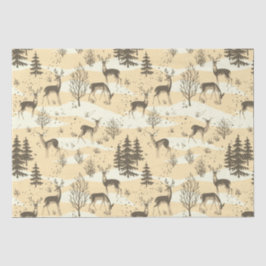 Elegante Retro Beige Cream Woodland Deer Seidenpapier