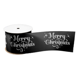 Elegante Retro Black Merry Weihnachtswrapping Satinband