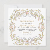 Elegante Retro-Blume in Aquarellfarbe Bridal Show Einladung (Vorderseite)