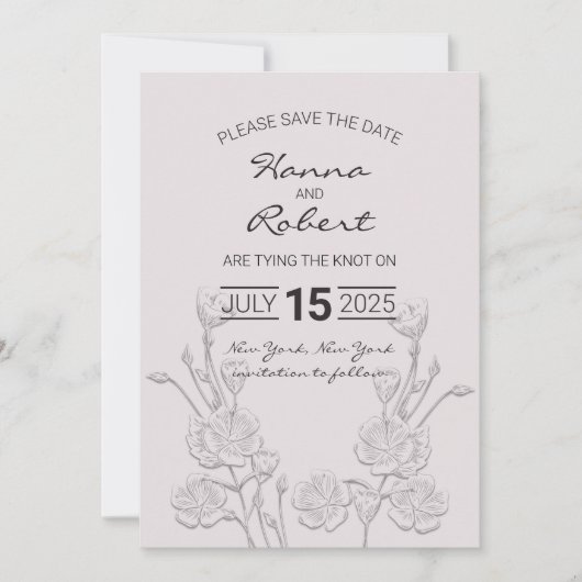 Elegante Retro-Blume-Save the Date-Karte Save The Date (Vorderseite)
