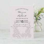 Elegante Retro-Blume-Save the Date-Karte Save The Date (Stehend Vorderseite)