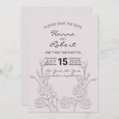 Elegante Retro-Blume-Save the Date-Karte Save The Date (Vorne/Hinten)